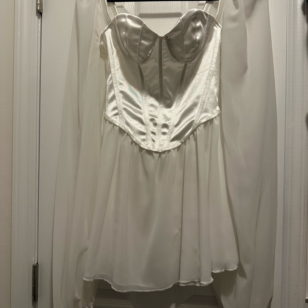 Elegant White Satin Corset Dress